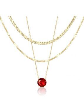 Layered Gold Necklaces Set for Women, Dainty Pendant & Chunky Cuban Chain